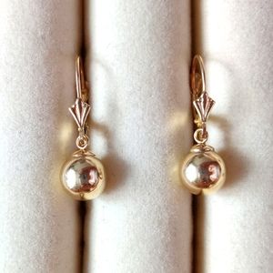 Vintage 14K Yellow Gold Ball Dangle Earrings
